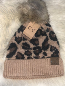 Leopard Pom Beanie