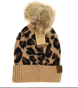 Leopard Pom Beanie