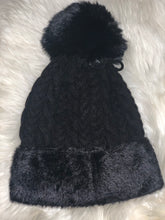 Load image into Gallery viewer, Black Cable Knit Faux Pom and Cuff